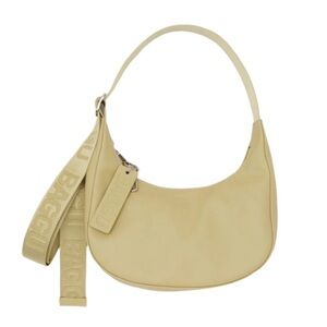 BAGGU Small Recycled Leather Crescent Bag- Straw, Butter Yellow